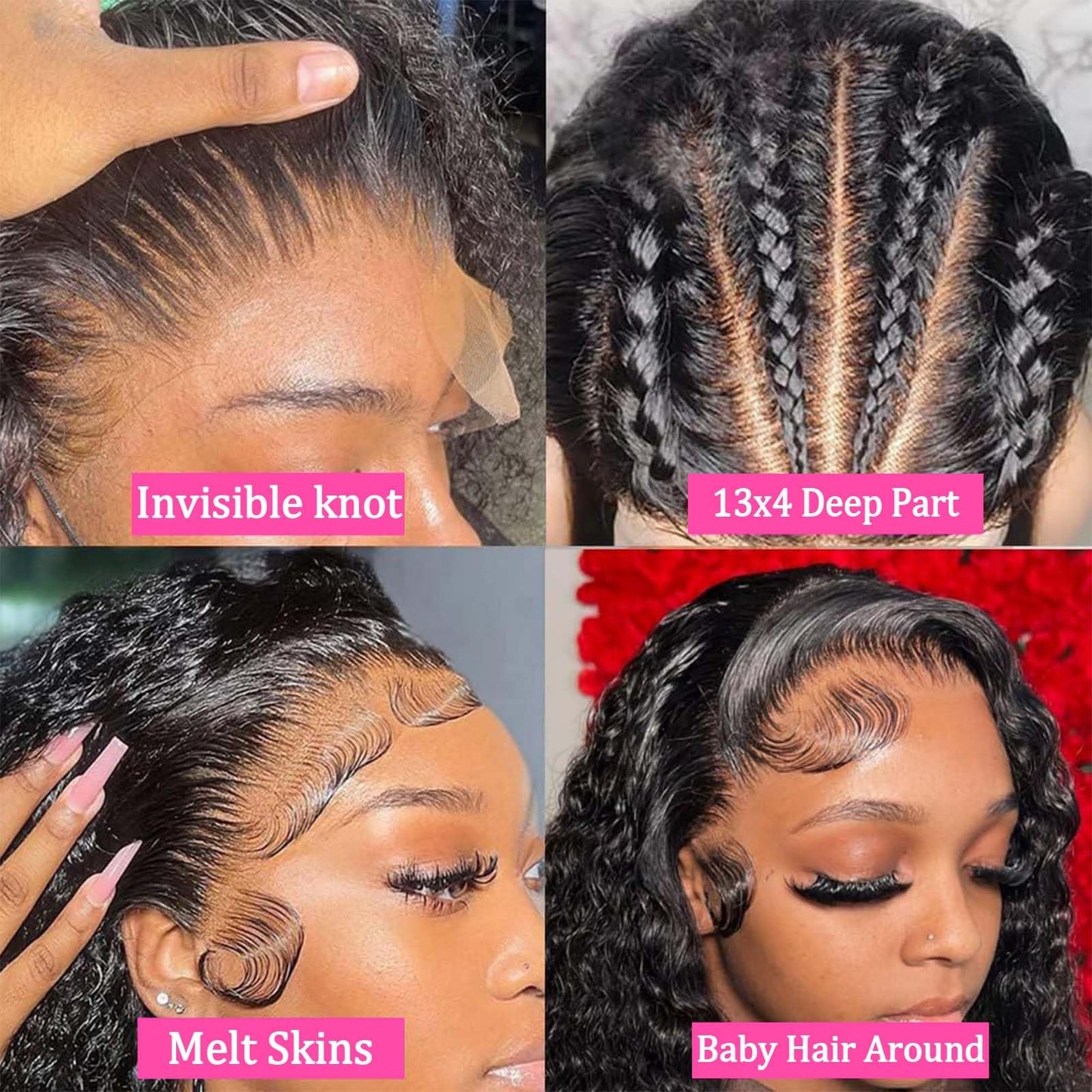 13x4 HD Lace Front Wigs Humair Hair, Deep Wave Lace Front Wigs Human Hair Pre Plucked,150% Density Curly Lace Front Wigs Human Hair Deep Curly Wig For Black Women With Babyhair(20inch Deep Wig)