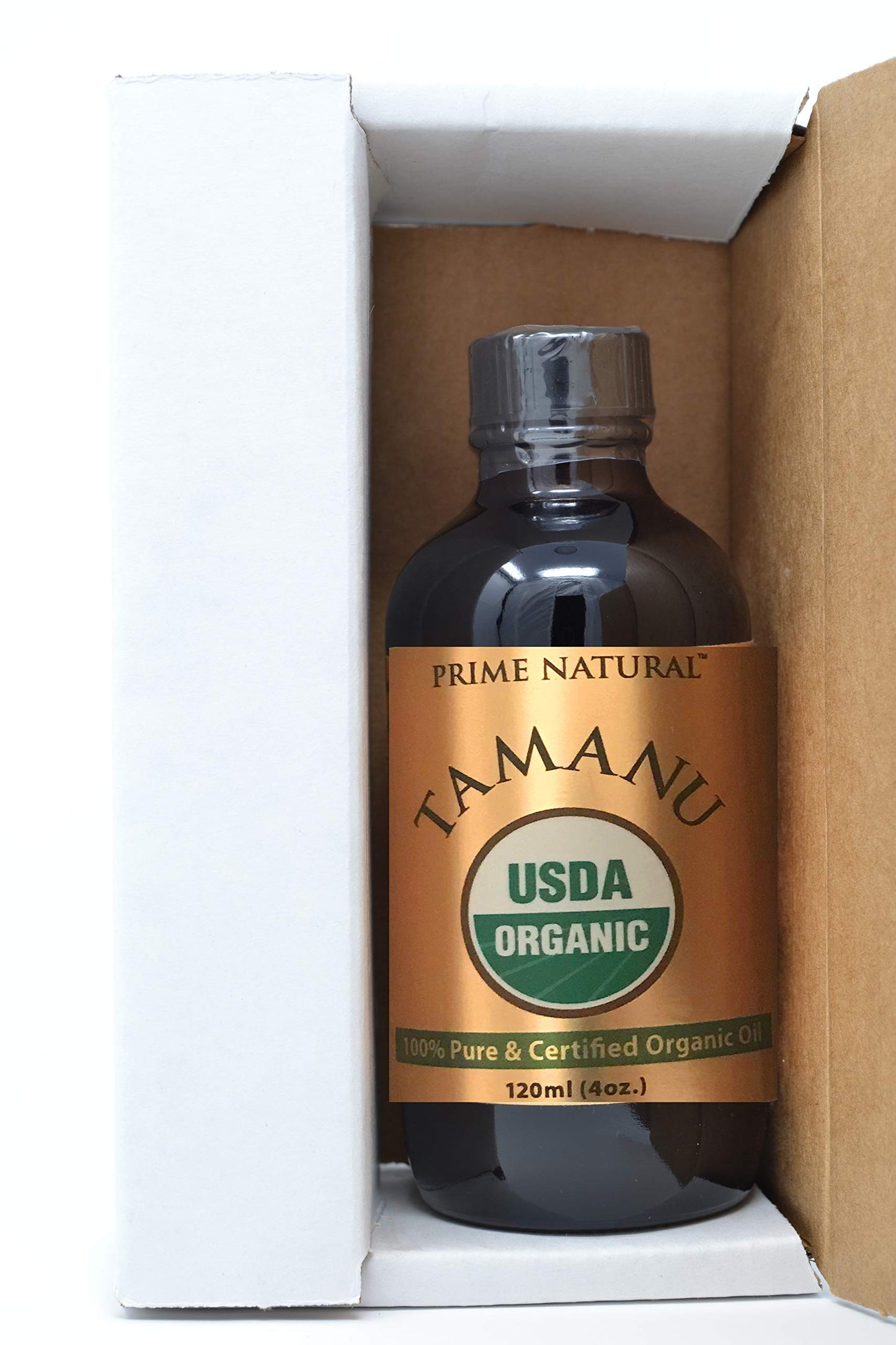 Prime Natural Organic Tamanu Oil - USDA Certified, 100% Pure, Cold Pressed, Unrefined, Virgin (4oz / 120ml) for Face, Hair & Skin Care - Natural Moisturizer