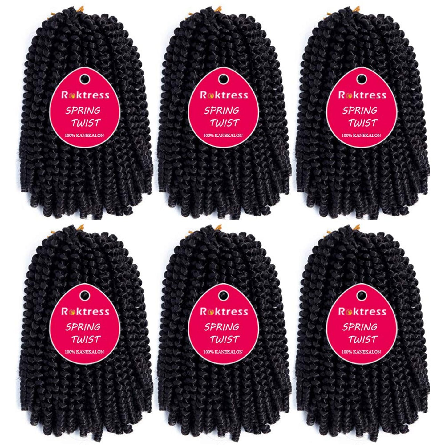 Spring Twist Hair 8 Inch Spring Twist Crochet Hair 6 Packs Spring Twist Braiding Hair For Butterfly Locs Soft Locs Low Temperature Synthetic Fiber Fluffy Hair Extensions (8 Inch,1#)
