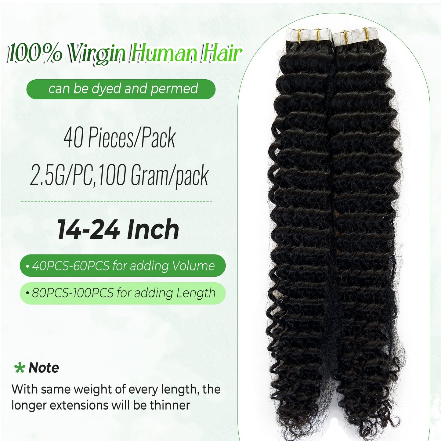 Tape in Hair Extensions Human Hair Black Women Kinky Curly Real Hair Extensions Tape ins Human Hair, 100G 20Inch 40 Pieces Double Sided Seamless Invisible Tape in Hair Extensions for Short Hair