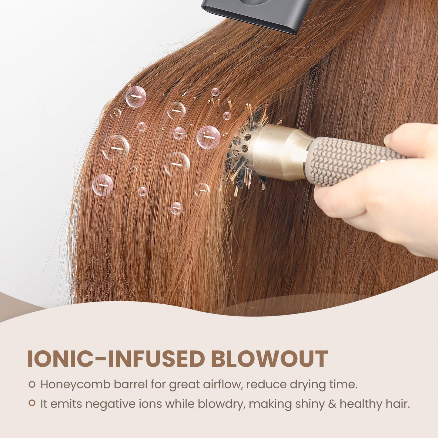 AIMIKE Round Hair Brush, 1 inch Barrel with Boar Bristles, Nano Thermal Ceramic & Ionic Tech, for Blow Drying, Styling, Curling and Shine + 4 Clips (Gold, Unisex, Fine Hair, Short Hair, Anti-Frizz)