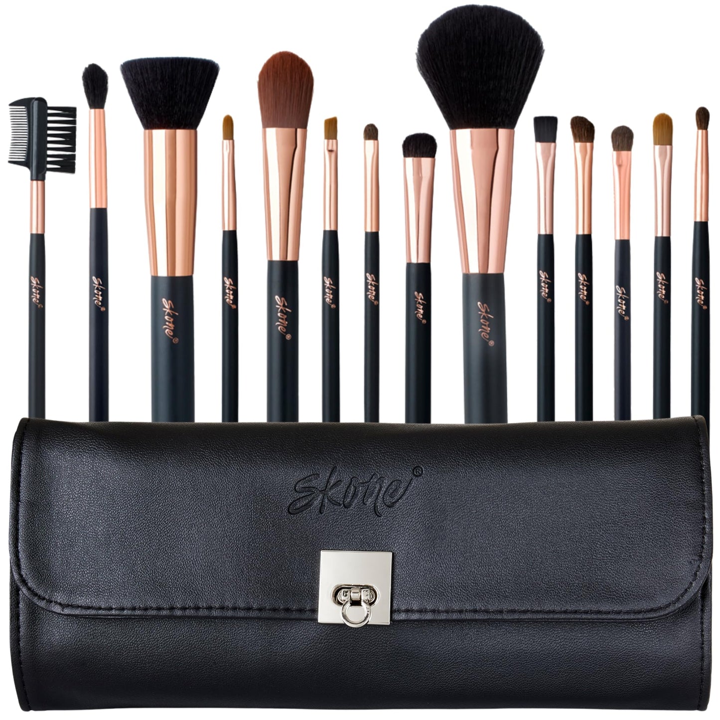Professional Makeup Brush Set - Skone Luxe Pro Makeup Brushes, 14 pc Set