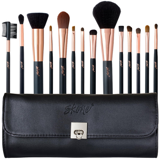 Professional Makeup Brush Set - Skone Luxe Pro Makeup Brushes, 14 pc Set