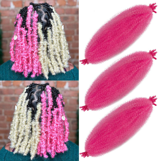 Pink Marley Hair for Kids 3 Pack Pre-Separated Spring Twist Hair for Soft Locs Hot Pink Kids Braiding Hair 16 Inch Springy Afro Twist Crochet Hair Marley Twist Braiding Hair