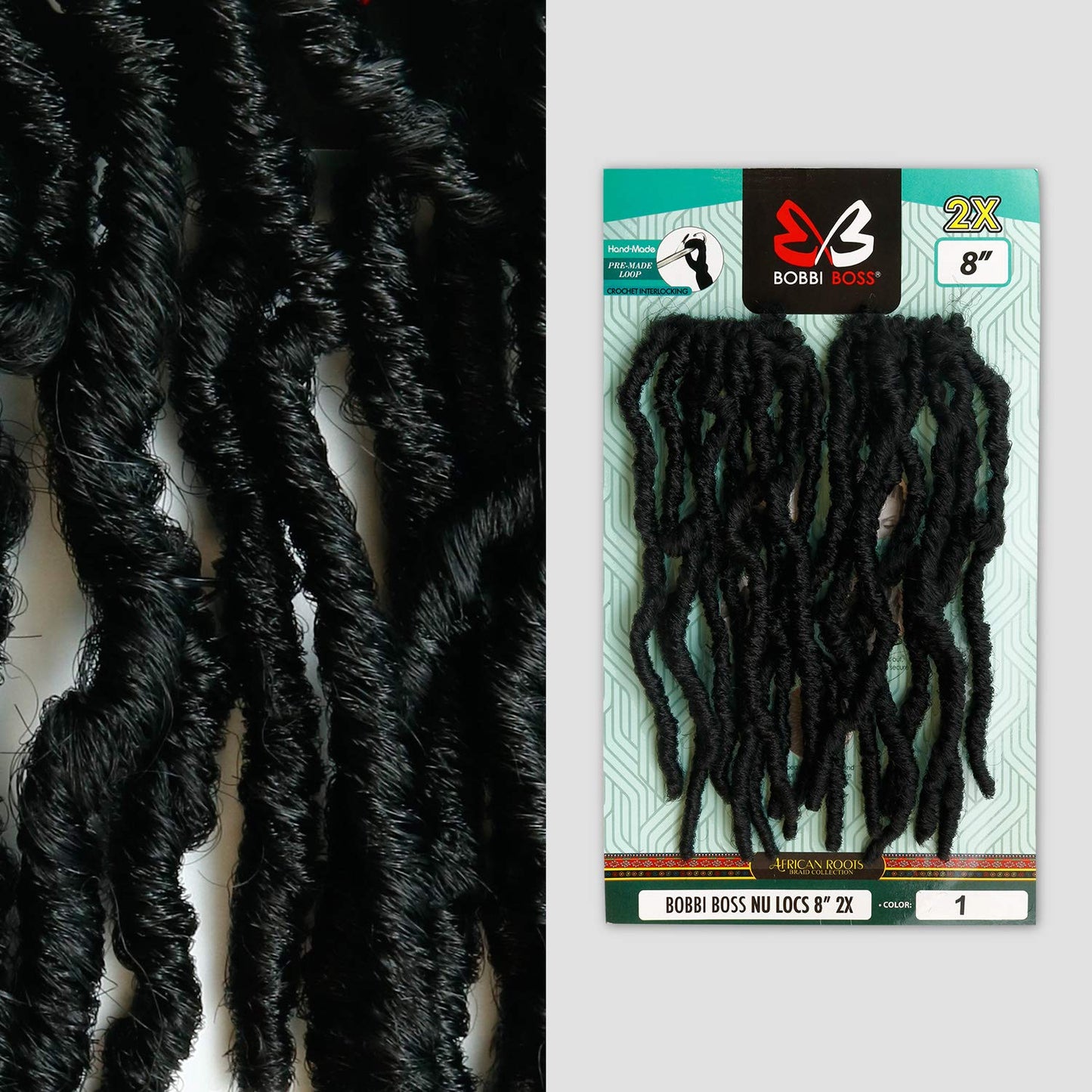 Bobbi Boss Crochet Braids African Roots Braid Collection 2X Nu Locs 8" (3-PACK, 99J)