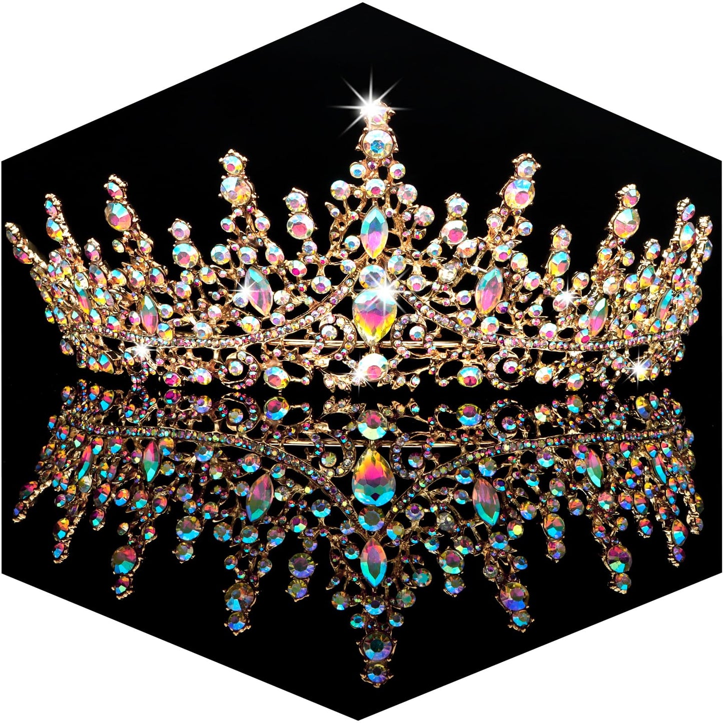 TOBATOBA AB Gold Crown for Women Wedding Tiara for Bride Queen Crown Crystal Tiaras and Crowns for Women Royal Princess Quinceanera Headpieces for Birthday Prom Pageant Halloween Cosplay Accessories