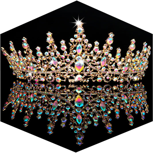 TOBATOBA AB Gold Crown for Women Wedding Tiara for Bride Queen Crown Crystal Tiaras and Crowns for Women Royal Princess Quinceanera Headpieces for Birthday Prom Pageant Halloween Cosplay Accessories