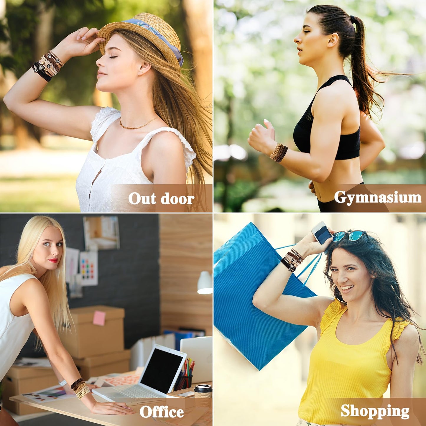 Bouiexye Hair Ties Bracelets for Women, 24PCS Boho Hair Accessories, Hair Ties for Thick Thin Hair Medium Long Hair, No Damage, Retro B