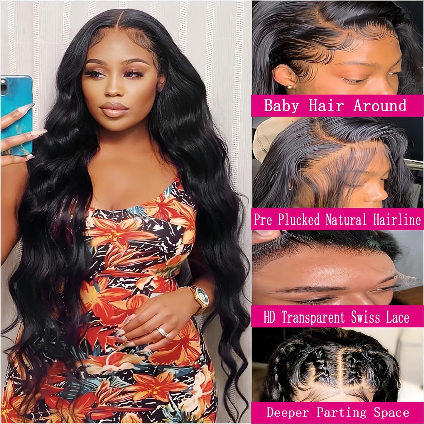 Smilulu 13x4 Lace Front Wigs Human Hair Body Wave Lace Front Wigs Human Hair Pre Plucked 13x4 Hd Lace Frontal Wigs Human Hair Hd Lace Front Wigs for Black Women (20-Inch(Pack of 1))