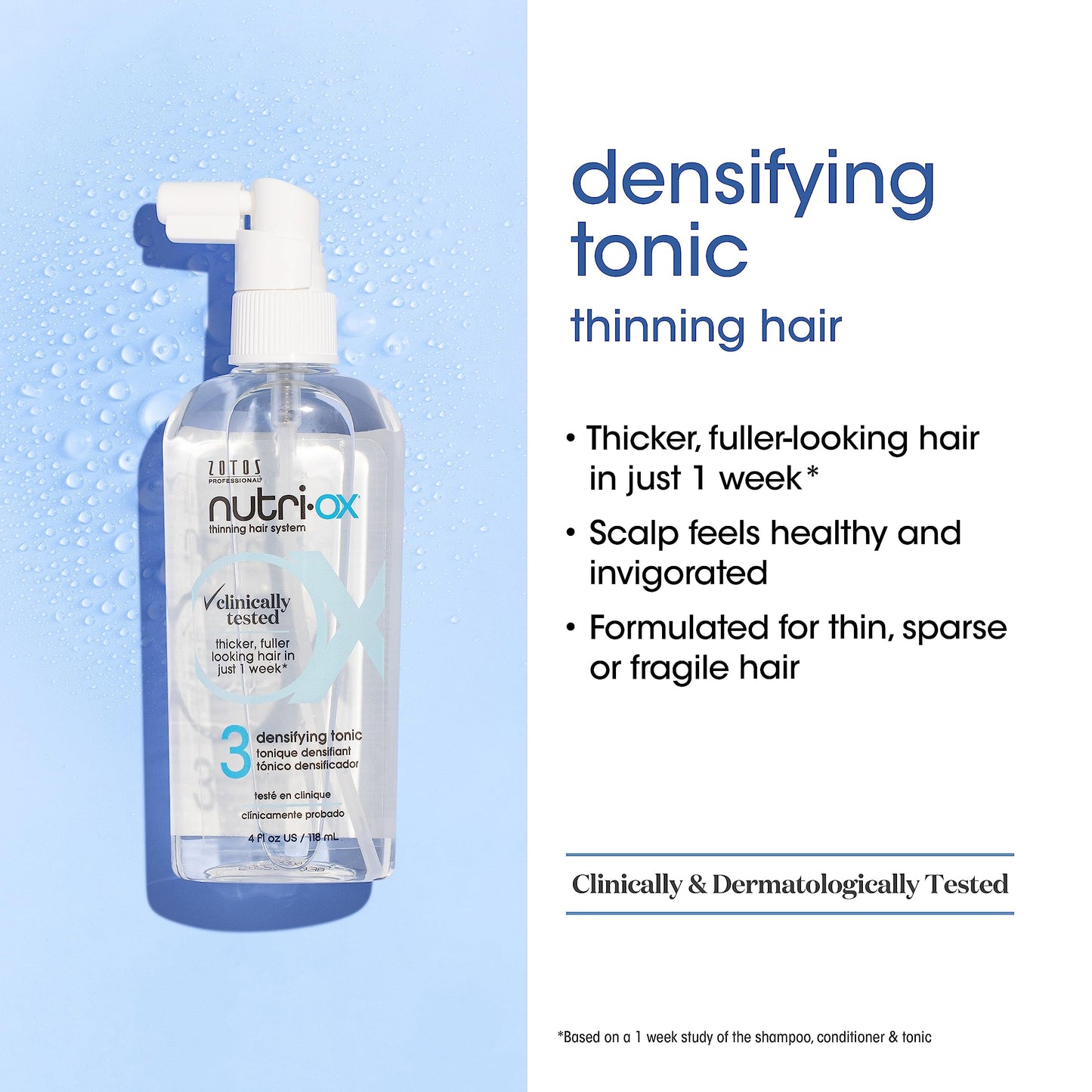 NUTRI-OX Gentle Shampoo & Conditioner & Tonic | Thicker, Fuller-Looking Hair | Color Treated Hair | Peppermint | Clinically & Dermatologically Tested | 33.8 Fl Oz