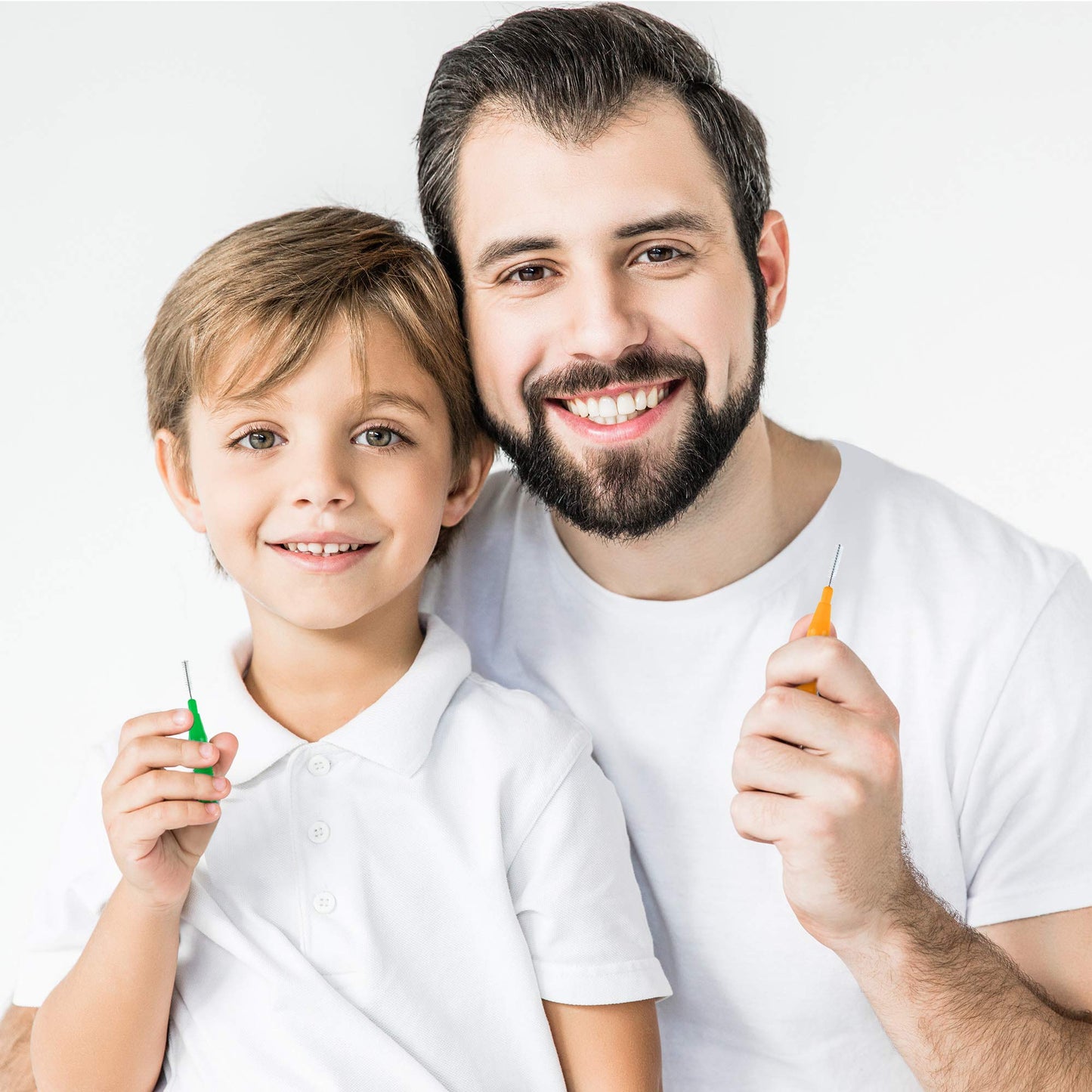 BBTO 100 Pcs Braces Dental Brush Flosser for Cleaner Interdental Brush Toothpick Dental Tooth Flossing Head Oral Dental Toothpick Cleaners Cleaning Tool (Red, Blue, Green, Light Green, Orange)