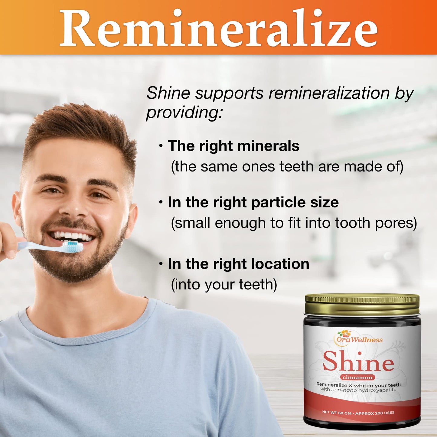 OraWellness Shine Remineralizing Natural Teeth Whitening Powder in Cinnamon + Pack of 3 Healthy Mouth Blend Organic Toothpaste & Mouthwash Alternative Tooth Oil