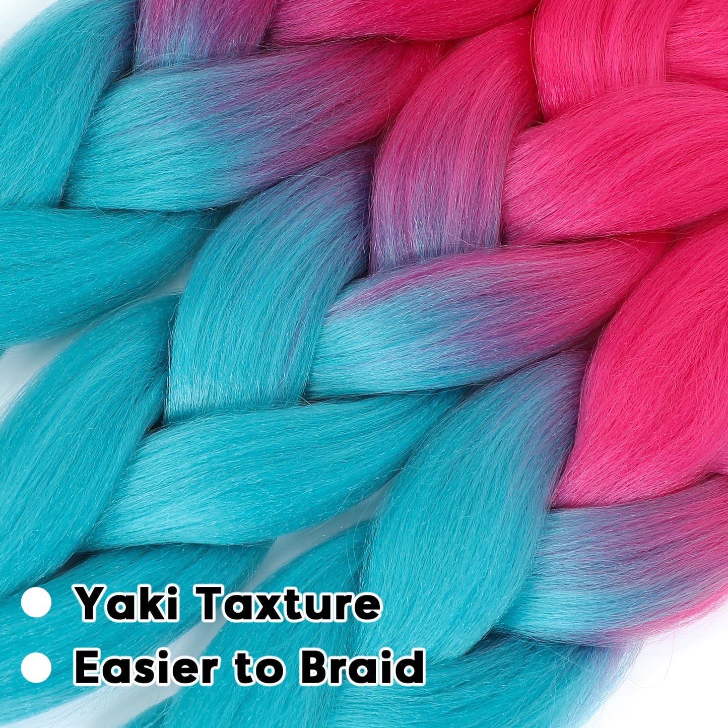 Ombre Braiding Hair 24inch Colored Braiding Hair Pre Stretched Bubble Braids Hair Extensions 3PCS Jumbo Braiding Hair (Peach Pink/Lake Blue)