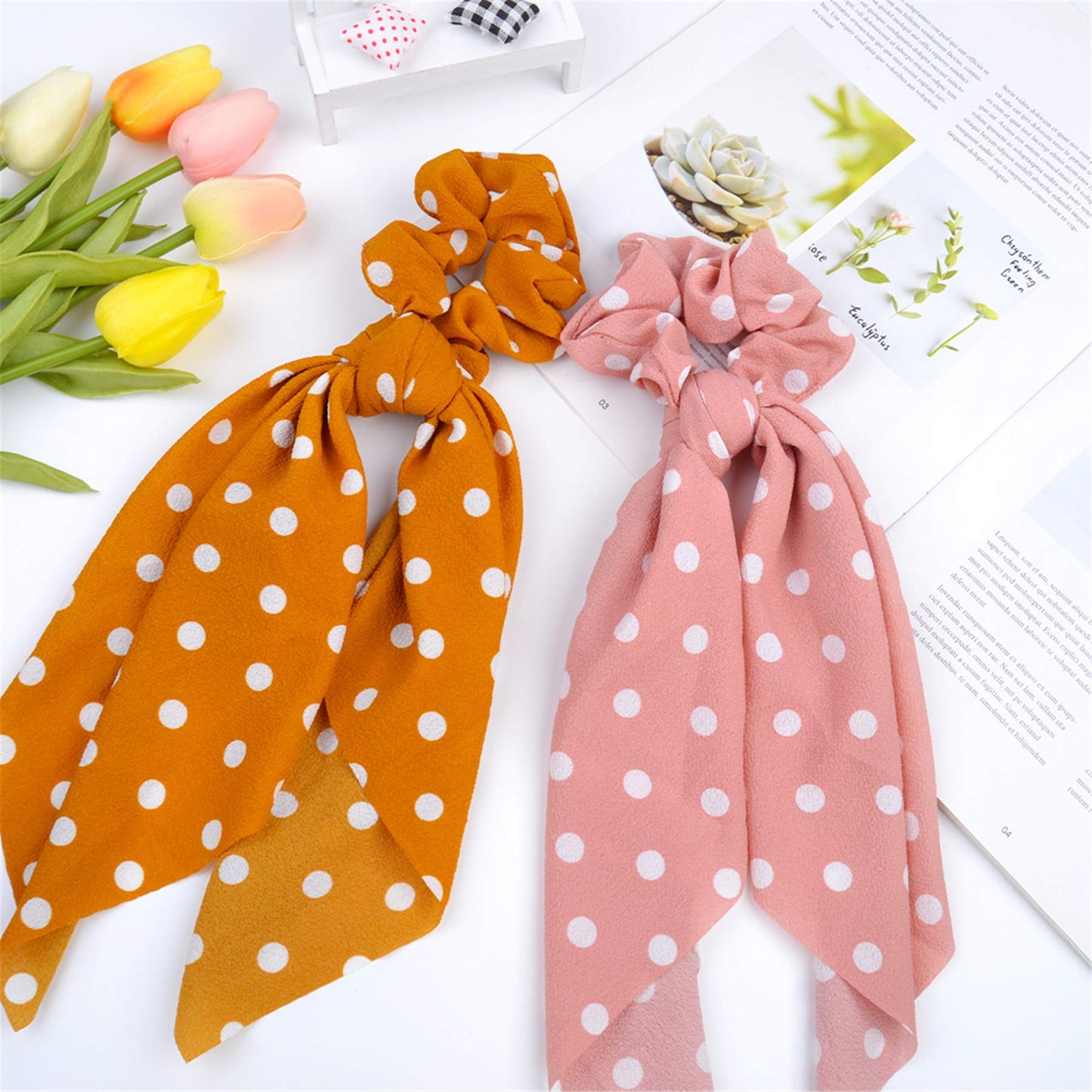 50s hair accessories,Hair Scarf Hair Scrunchies Ribbon Scrunchie,Ponytail Scarf Scrunchies for Women Girls.(LDZ45-A)