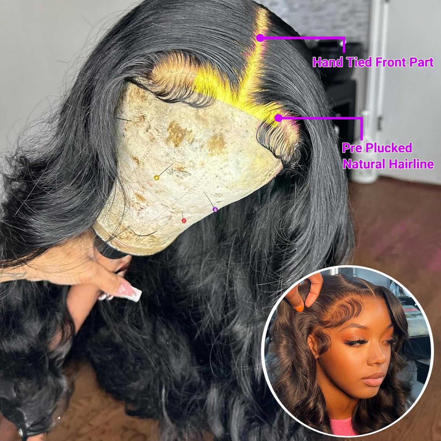 SUNKASA 18 Inch Lace Front Wig Human Hair Body Wave Wigs for Black Women HD 13x4 Lace Frontal Glueless Wigs Human Hair Pre Plucked With Baby Hair Natural Color