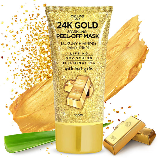 AZURE 24K Gold Firming Peel Off Face Mask- Anti Aging, Lifting, Illuminating & Revitalizing - Removes Blackheads, Dirt & Oils - With Hyaluronic Acid and Collagen - Skin Care - 150mL