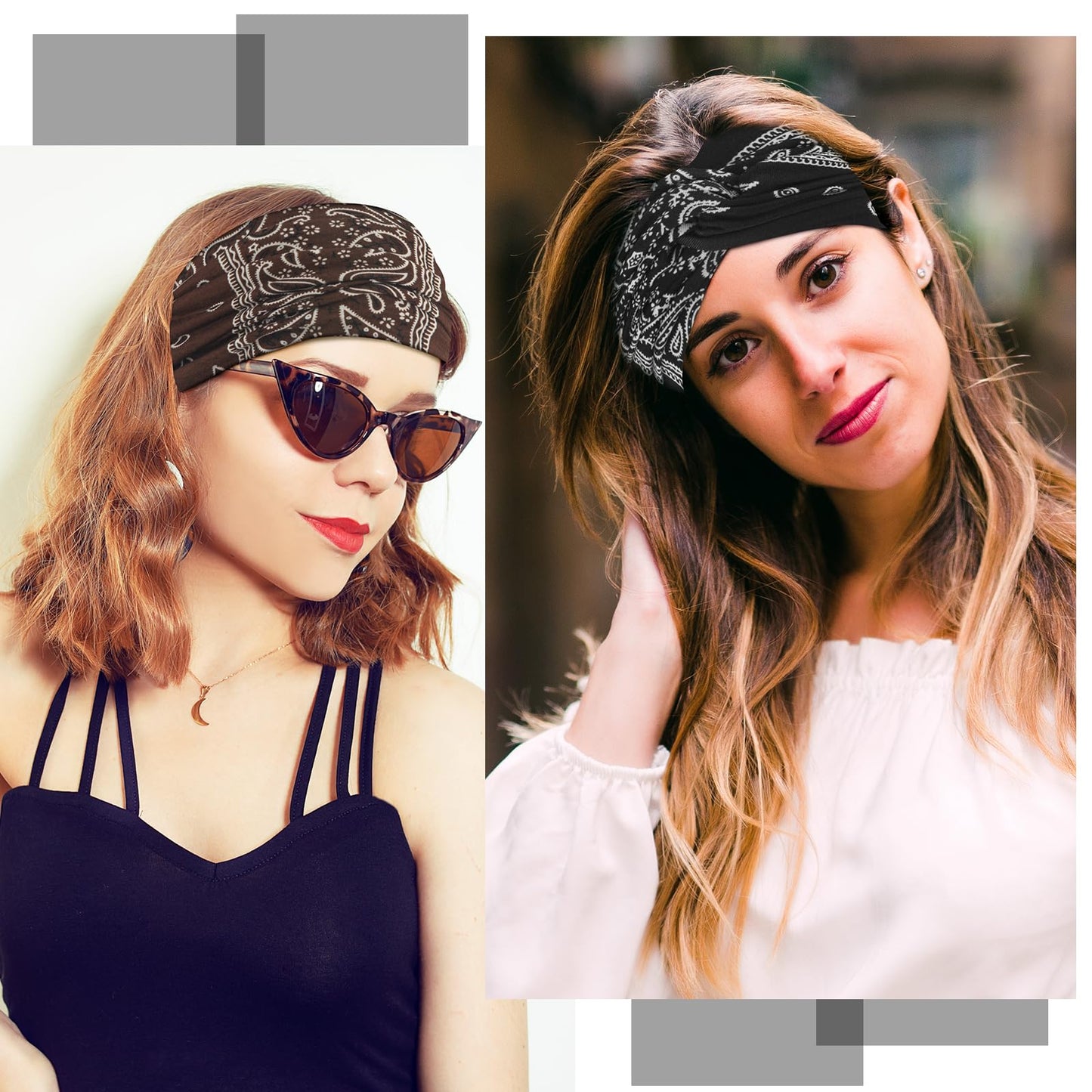 S&N Remille Wide Boho Headband for Women Extra Large Turban Elastic Non-Slip Headbands Hairband Accessories for Yoga, Sports 6 Pack