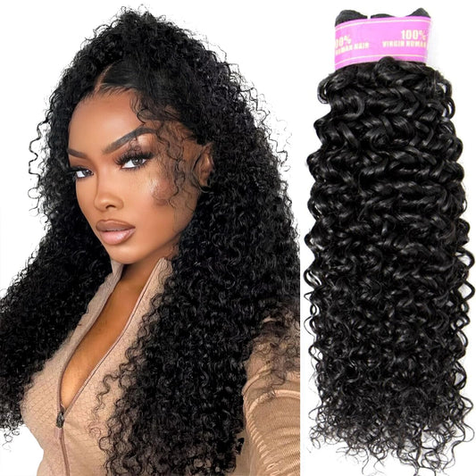 RECOOL 10A Brazilian Hair Bundles Curly Hair Products Human Hair Extensions One Piece Separately Bundle Single Bundle Hair Natural Color(1 bundle 16 inch, curly)