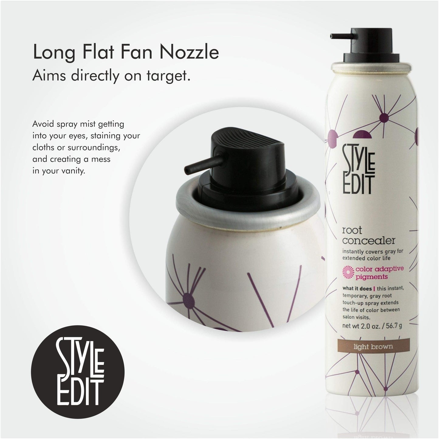 Style Edit Root Concealer Spray and Root Touch Up powder, to Cover Up Roots and Grays, Light Brown Hair Color.
