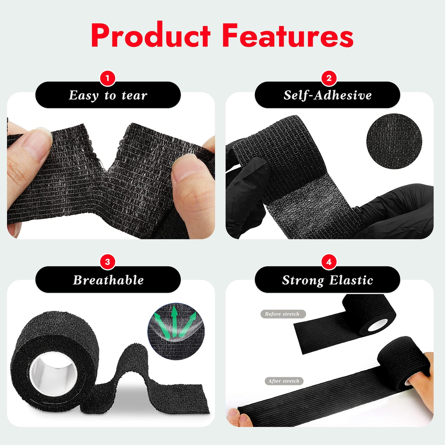 Sotica 200PCS Pen Covers with 6PCS Grip Tape Machine Wrap Cover Black Pen Bags Pen Sleeves Machine Sleeves with Black Grip Wrap Self-Adherent Tape Plastic Covers