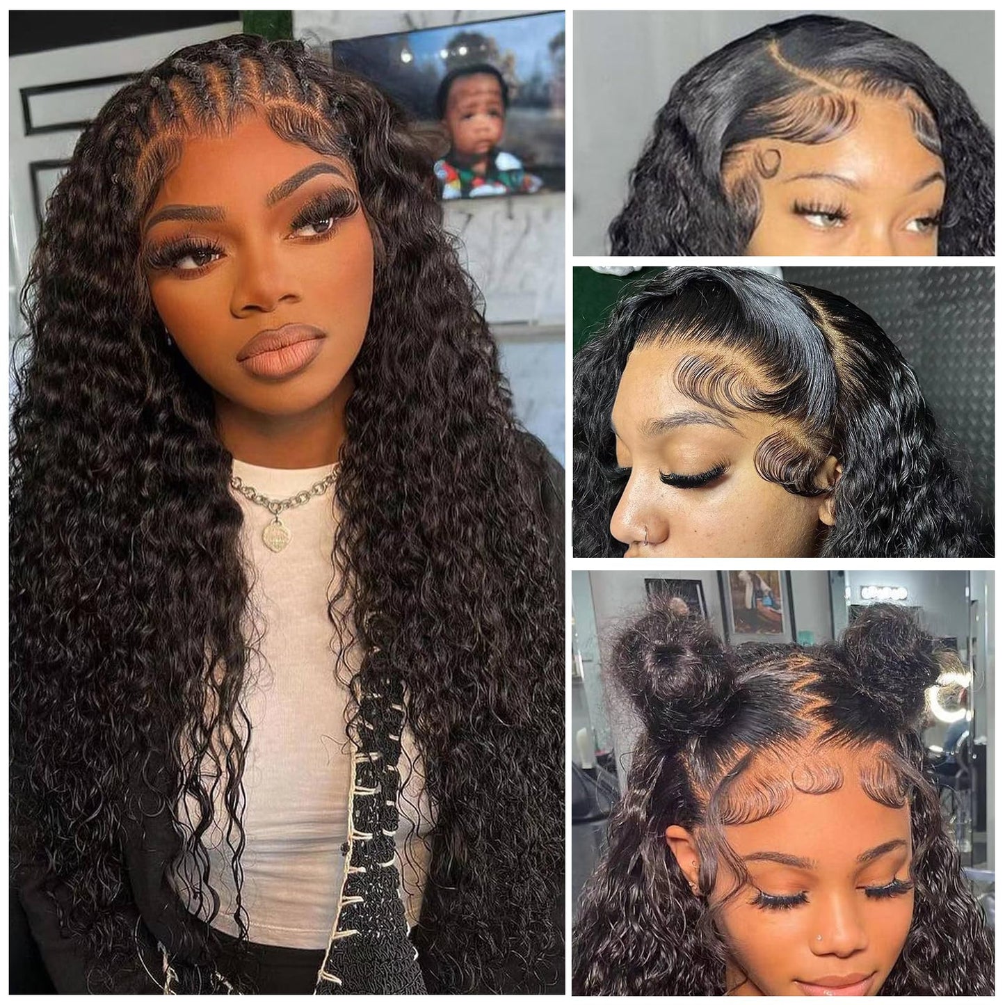 Tendersse Deep Wave Lace Front Wigs Human Hair Brazilian 10A Virgin Hair Pre Plucked Human Hair Wigs With Baby Hair 150% Density Nature Color Human Hair Wigs For Black Women(22inch)