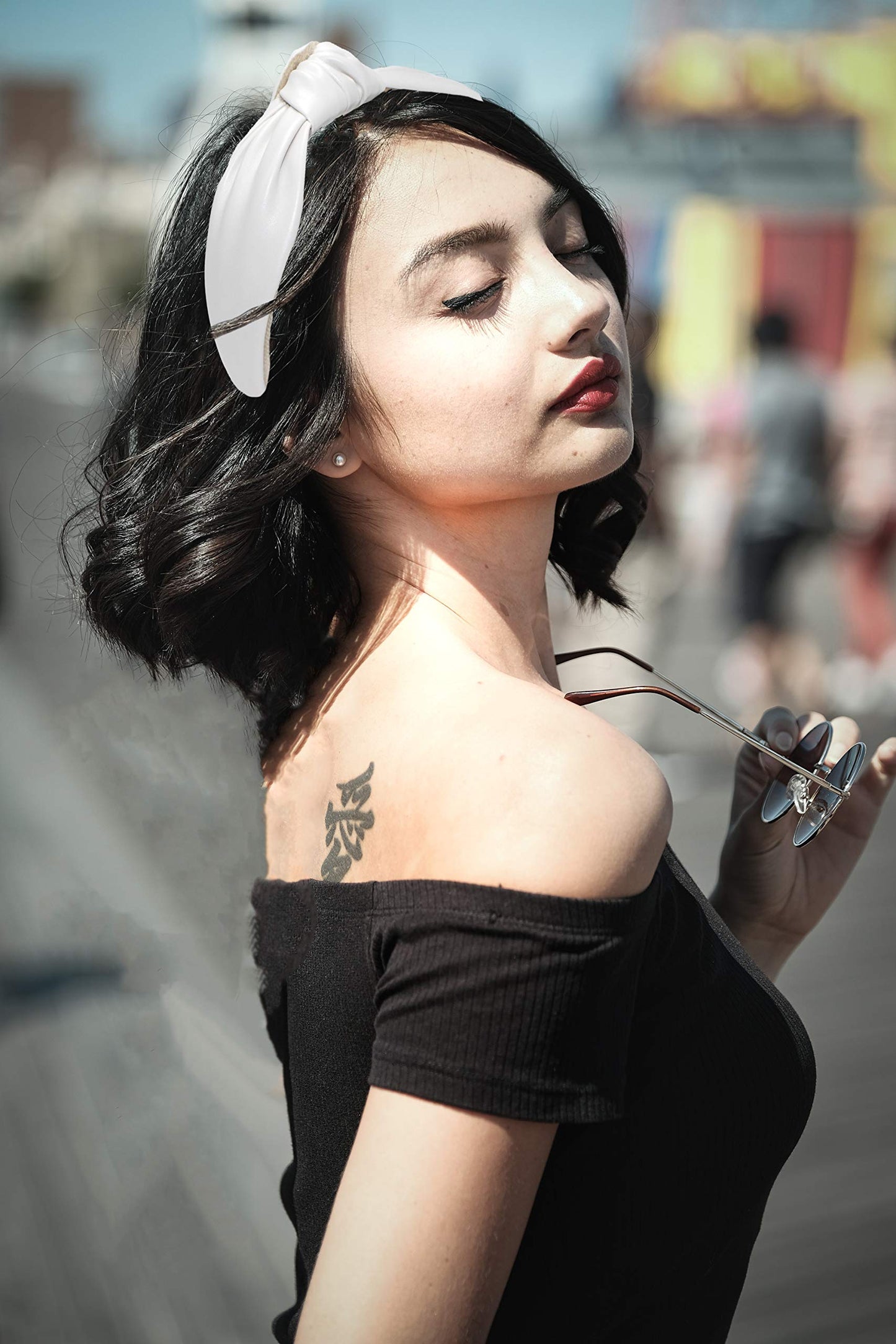 YETASI Headbands Women Off-White Leather, Headbands Girls Headbands Trendy, Womens Headbands are Knotted Headbands for Women's Hair, Cute Headbands for Women, Top Knot Fashion Designer