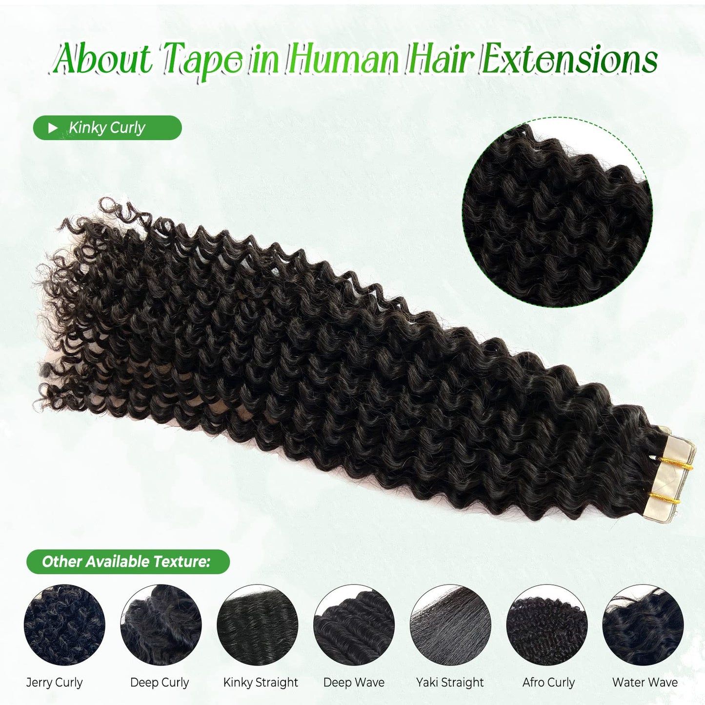 Tape in Hair Extensions Human Hair Black Women Kinky Curly Real Hair Extensions Tape ins Human Hair, 100G 20Inch 40 Pieces Double Sided Seamless Invisible Tape in Hair Extensions for Short Hair