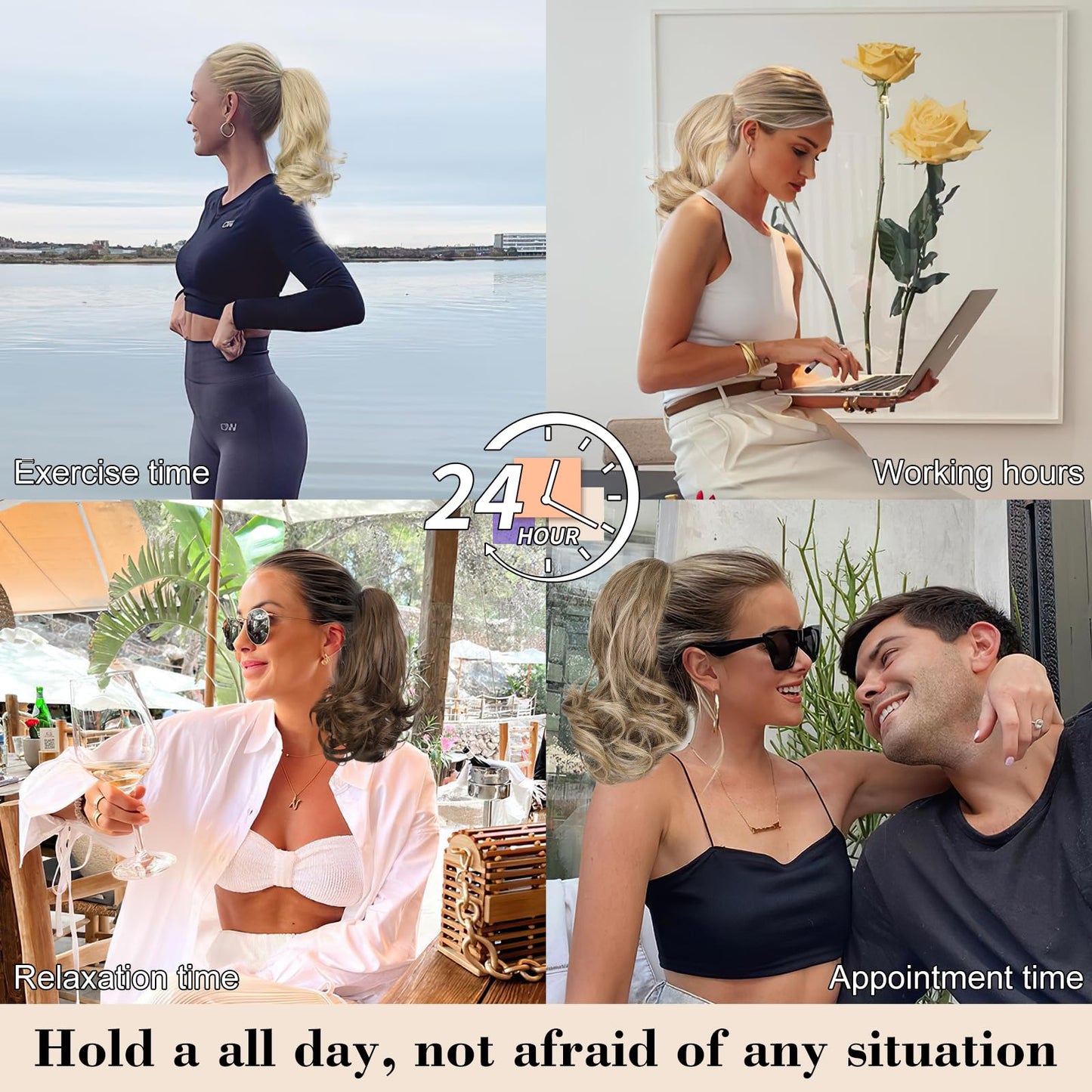 AISI BEAUTY Blonde Ponytail Extension Short Curly Wavy Drawstring Ponytail for Women Synthetic Pony Tail Hair Extensions(11 Inches)