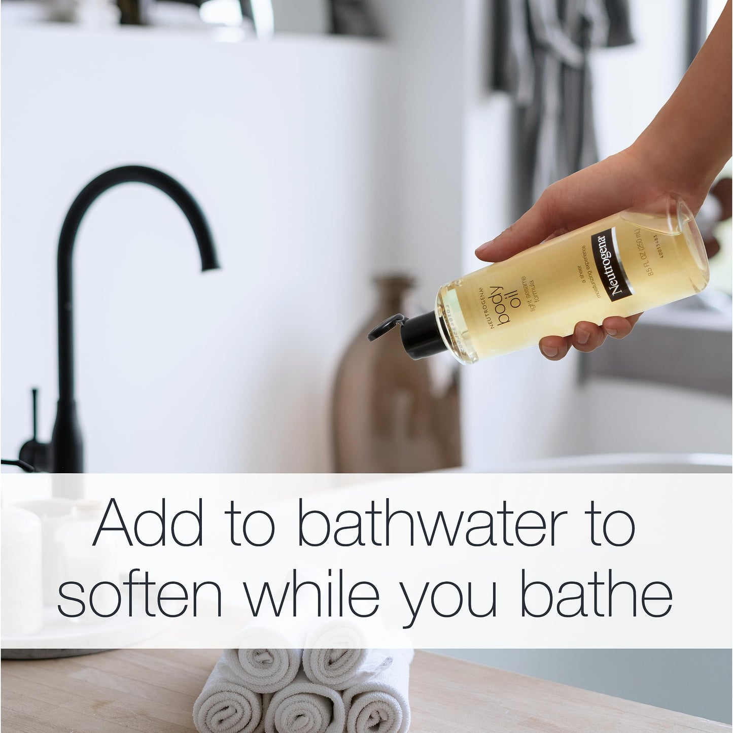 Neutrogena Body Oil, Fragrance-Free Light Sesame Oil Formula, Dry Skin Moisturizer and Hydrating Body Massage Oil for Radiant and Healthy Glow, Nourishing After Shower and Bath Oil, 8.5 FL OZ