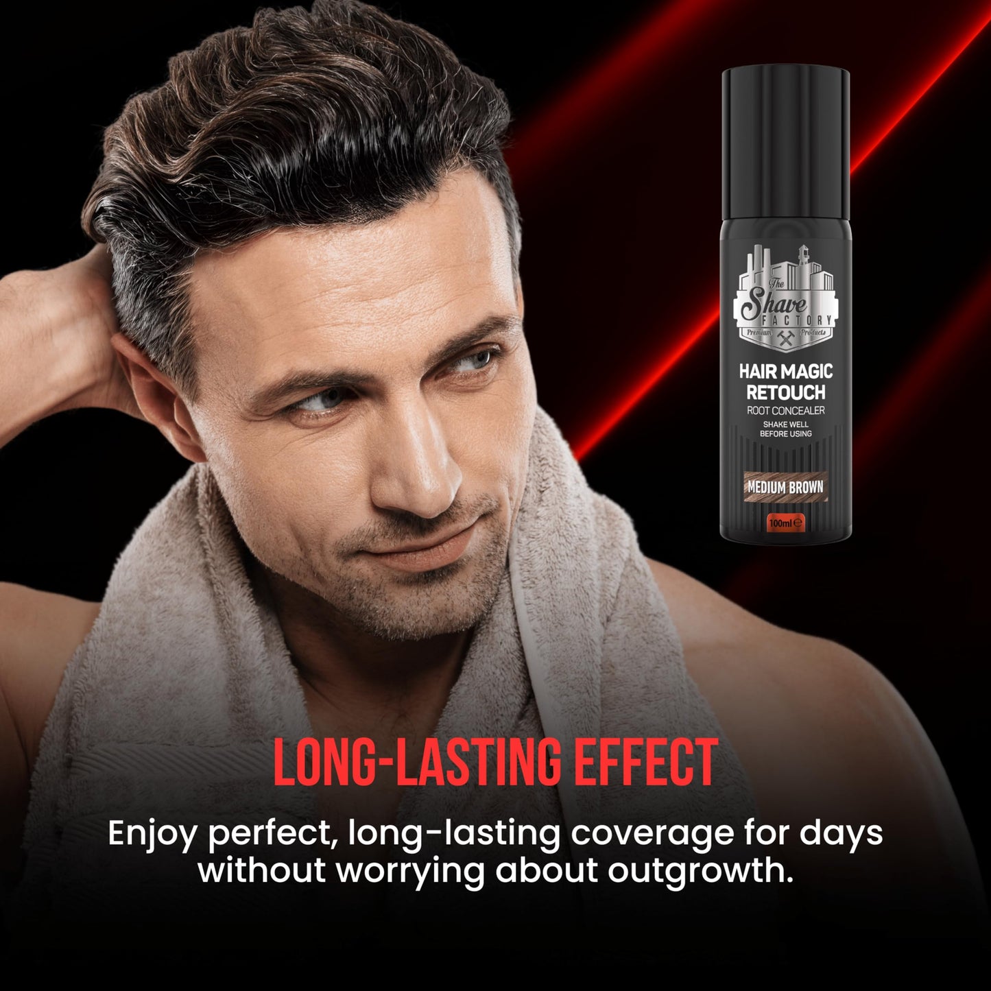 The Shave Factory Hair Building Keratin Series, Fibre Hair, Fibres Scattered Hair (Spray 100ml, Medium Brown)