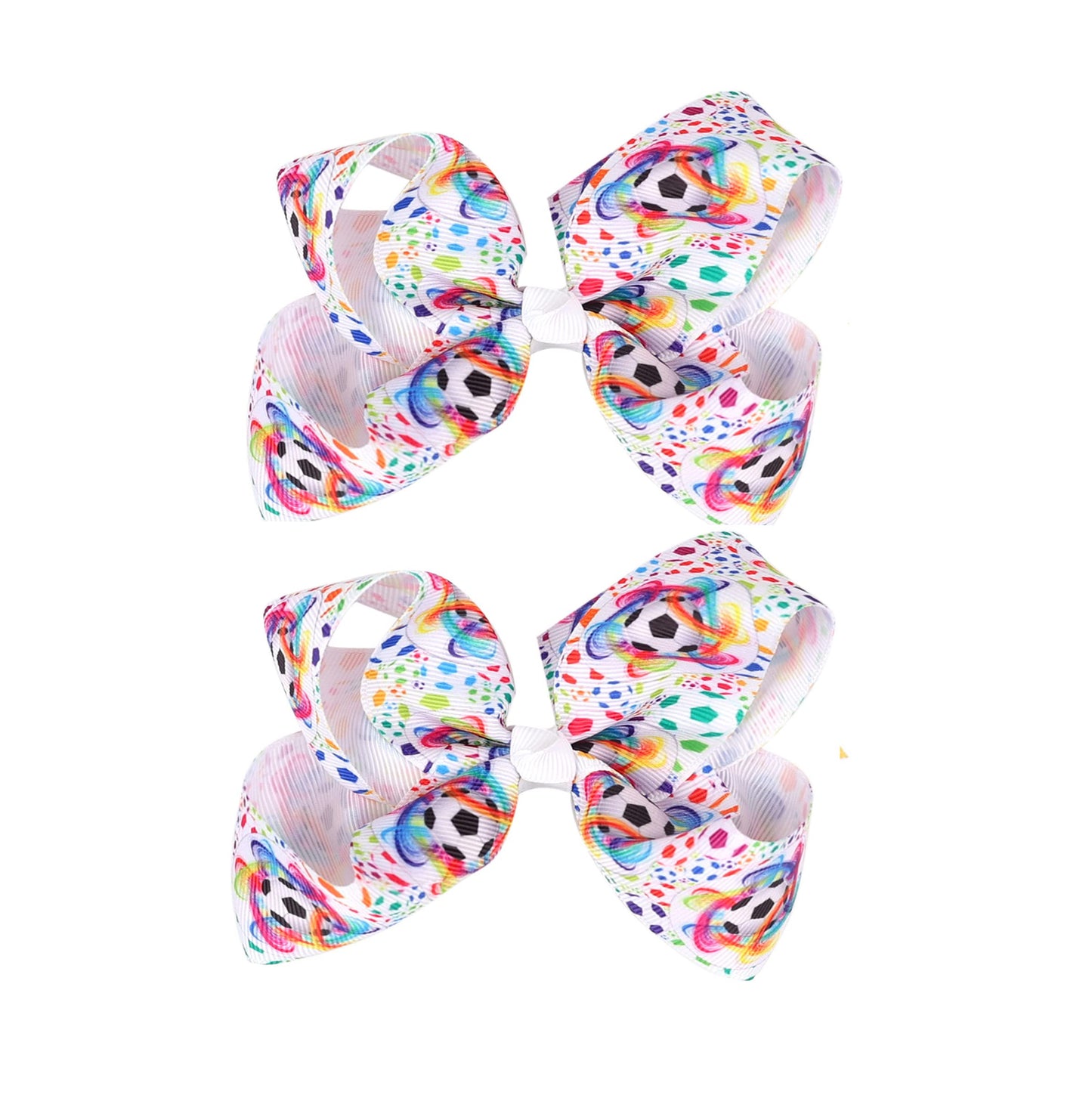 Soccer Ribbon Bow Hair Clips soccer bows Hair Accessories for girls.(FJ27) (Design and colour A)
