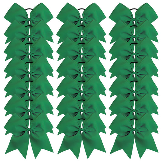 Oaoleer 21PCS 8" Large Cheer Bows Forest Green Bows Jumbo Cheerleader Bow with Ponytail Holder Elastic Band Handmade for Cheerleading Teen Girls College Sports