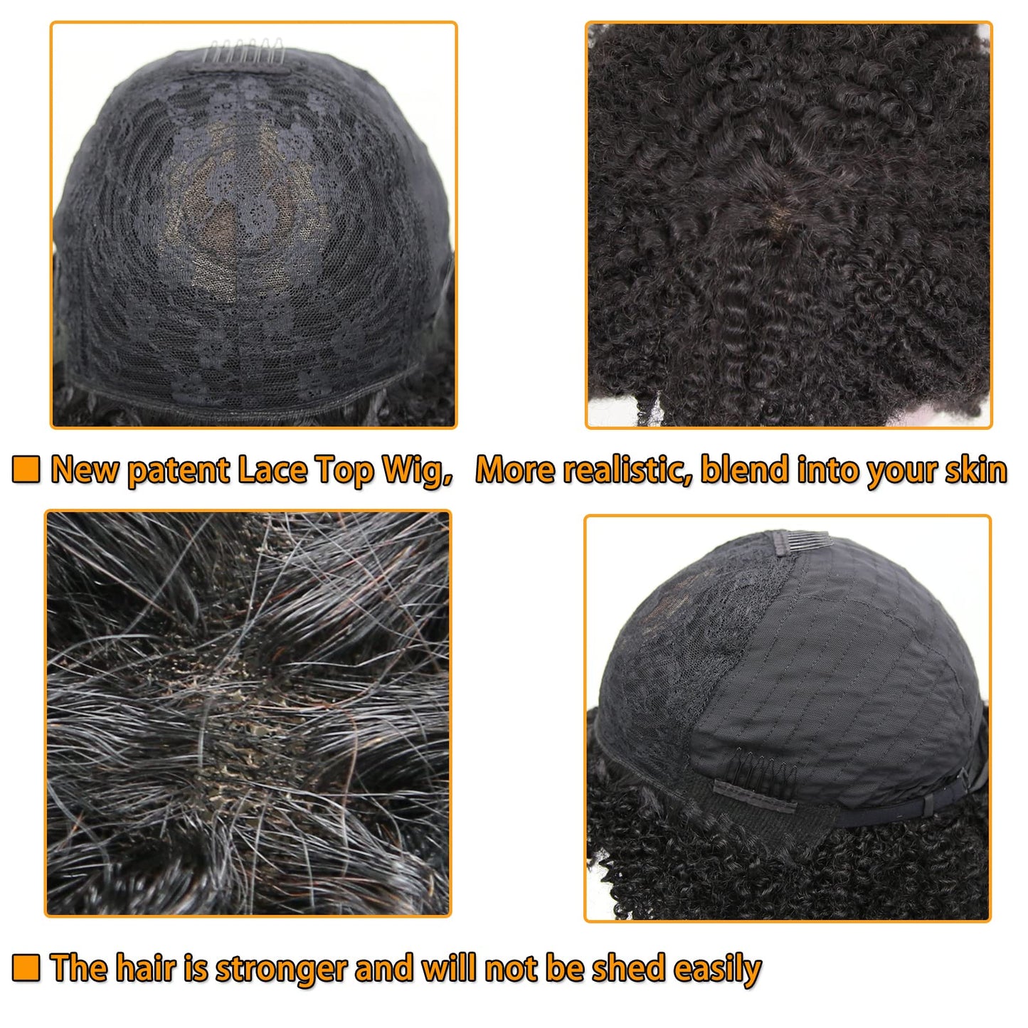 zigzag hair Afro Kinky Curly Wig with Bangs Human Hair, Natural Hair Wig for Black Women 210% Density Full Machine Made Wig 4B 4C Short Curly Bang Wig (16 Inch)