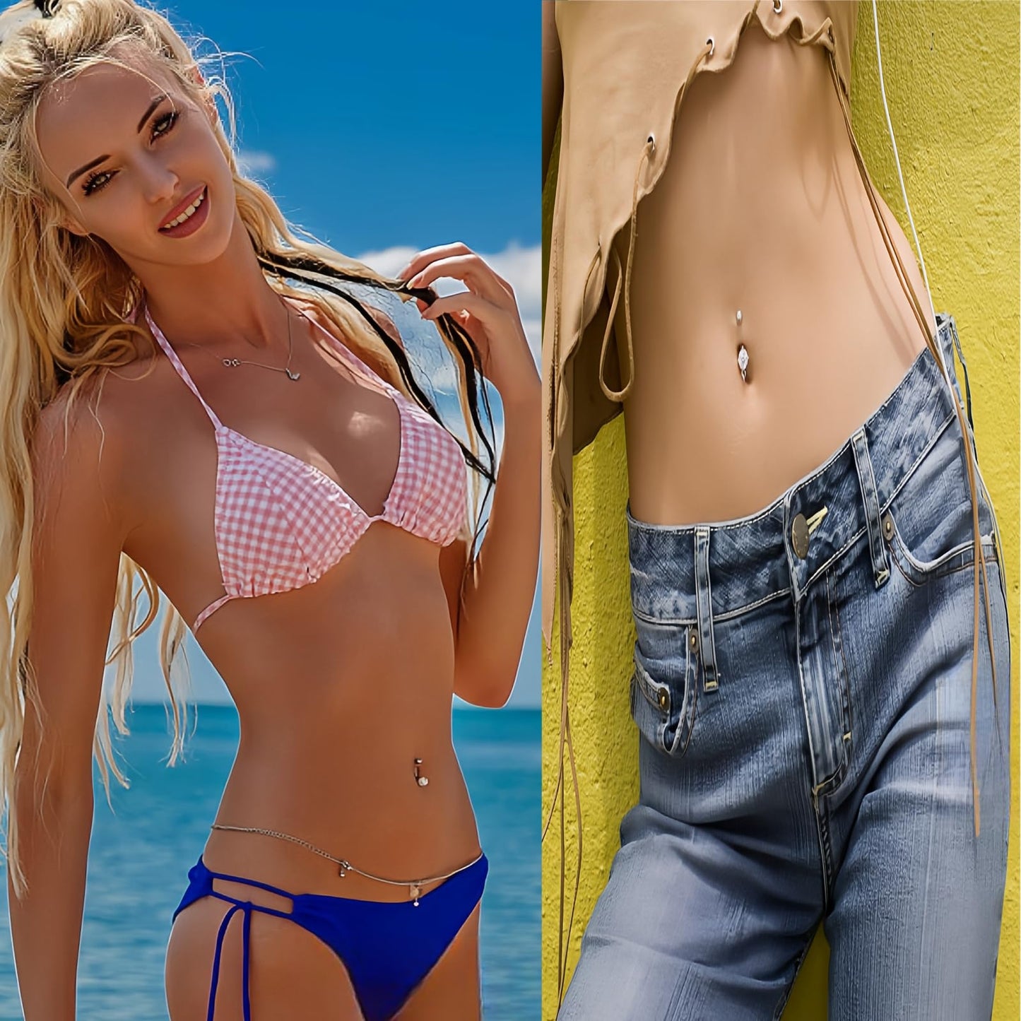 orilace Belly Button Piercing Kit, 12g Piercing Needle Kit Stainless Steel Belly Button Rings Piercing Clamp At Home Piercing Tool Navel Piercing Kit (G+S-Dark Blue)