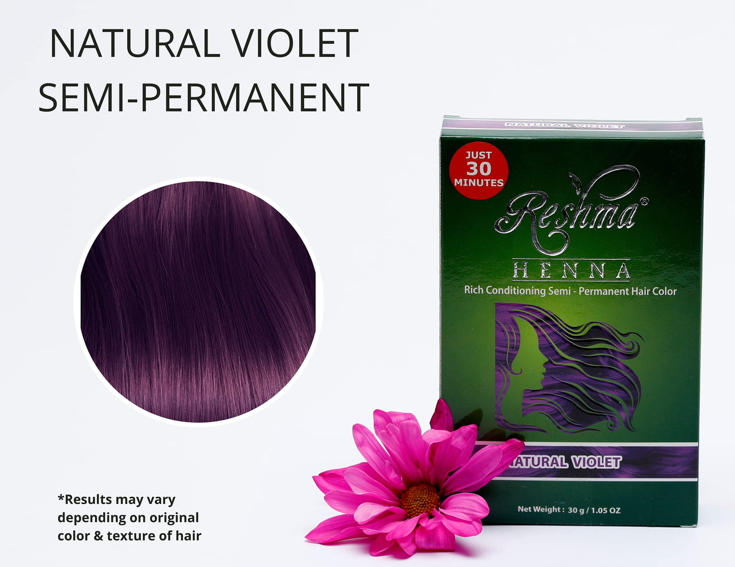 Reshma Beauty 30 Minute Henna Hair Color | Infused with Natural Herbs, For Soft Shiny Hair | Henna Hair Color/Dye, 100% Gray Coverage | Semi Permanent | Ayurveda Hair Products (Violet, Pack Of 12)