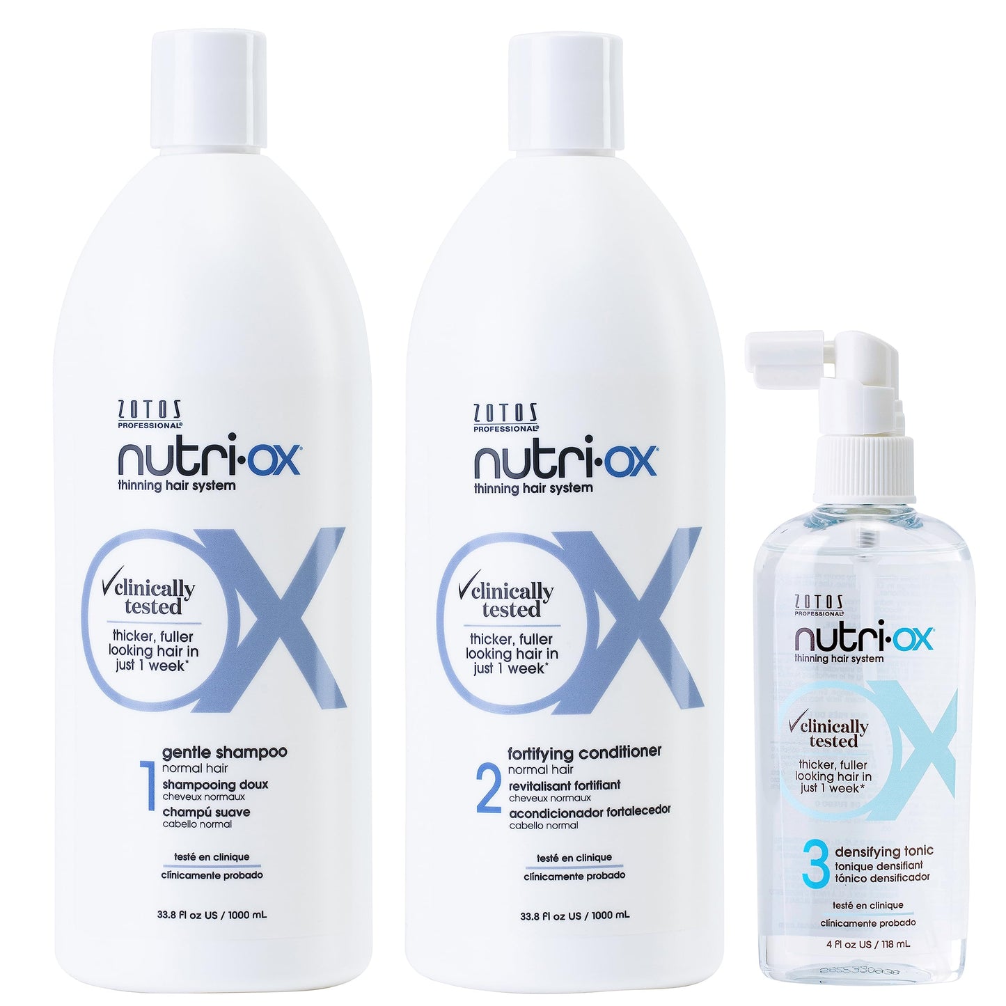 NUTRI-OX Gentle Shampoo & Conditioner & Tonic | Thicker, Fuller-Looking Hair | Normal Thinning Hair | Peppermint | Clinically & Dermatologically Tested | 33.8 Fl Oz