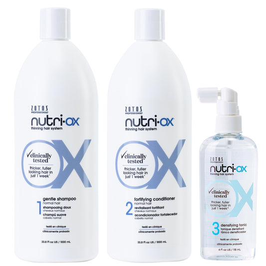 NUTRI-OX Gentle Shampoo & Conditioner & Tonic | Thicker, Fuller-Looking Hair | Normal Thinning Hair | Peppermint | Clinically & Dermatologically Tested | 33.8 Fl Oz