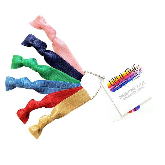 This Season's Colors | Uplifting No Crease Elastic Hair Ties | Classic Size Made for Girls, Teens & Adults | (6 Hair Ties; 1 of Each Color, Vibrant Fall/Winter)