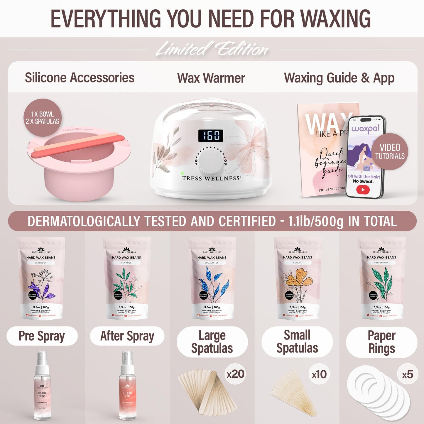 Tress Wellness Watercolor White Warmer kit with Light Pink Silicone Bowl