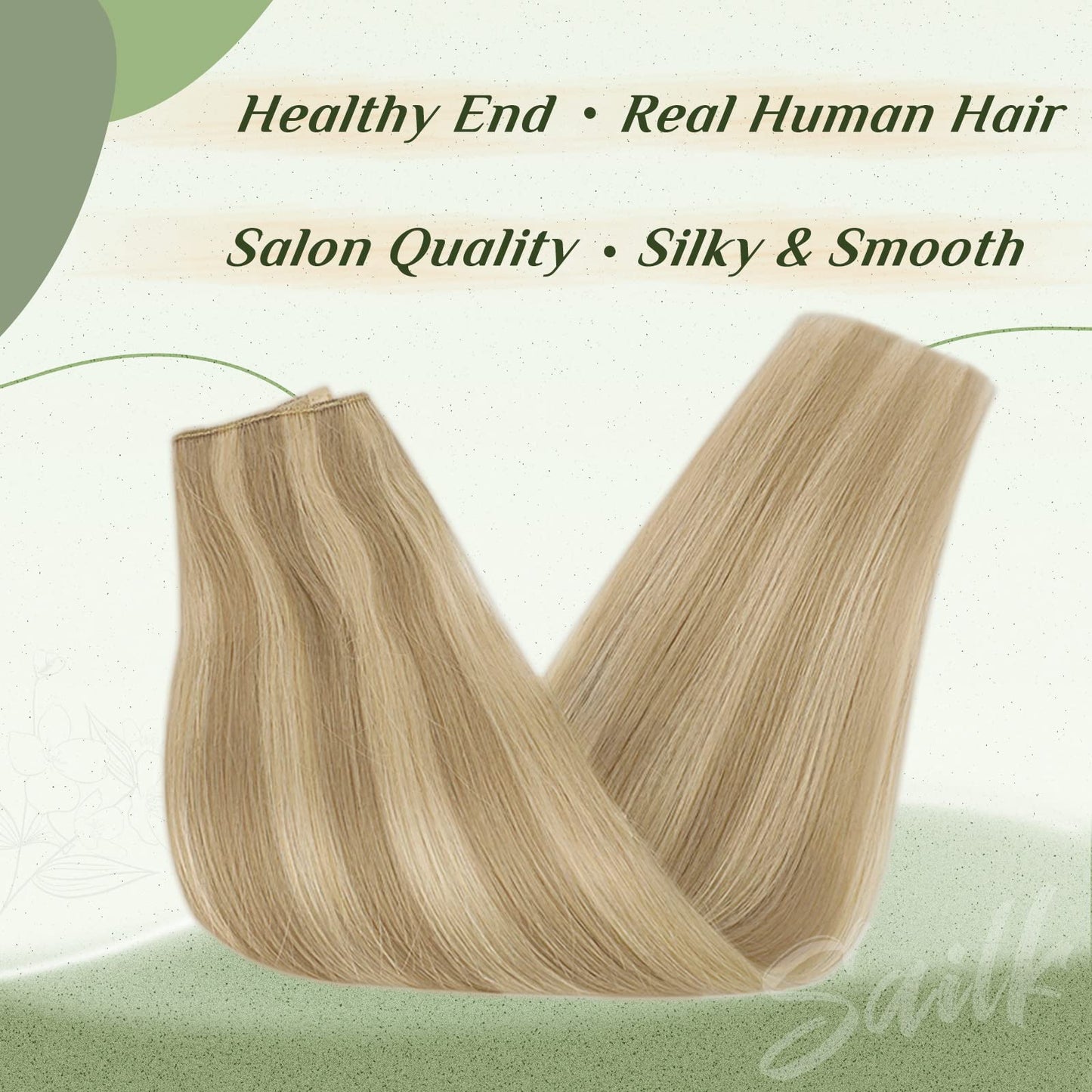 Sailk Blonde Wire Hair Extensions Human Hair Real Fish Line Extensions Dirty Blonde Highlight Light Blonde Natural Invisible Hairpieces Hair Extensions 20 Inch 100g