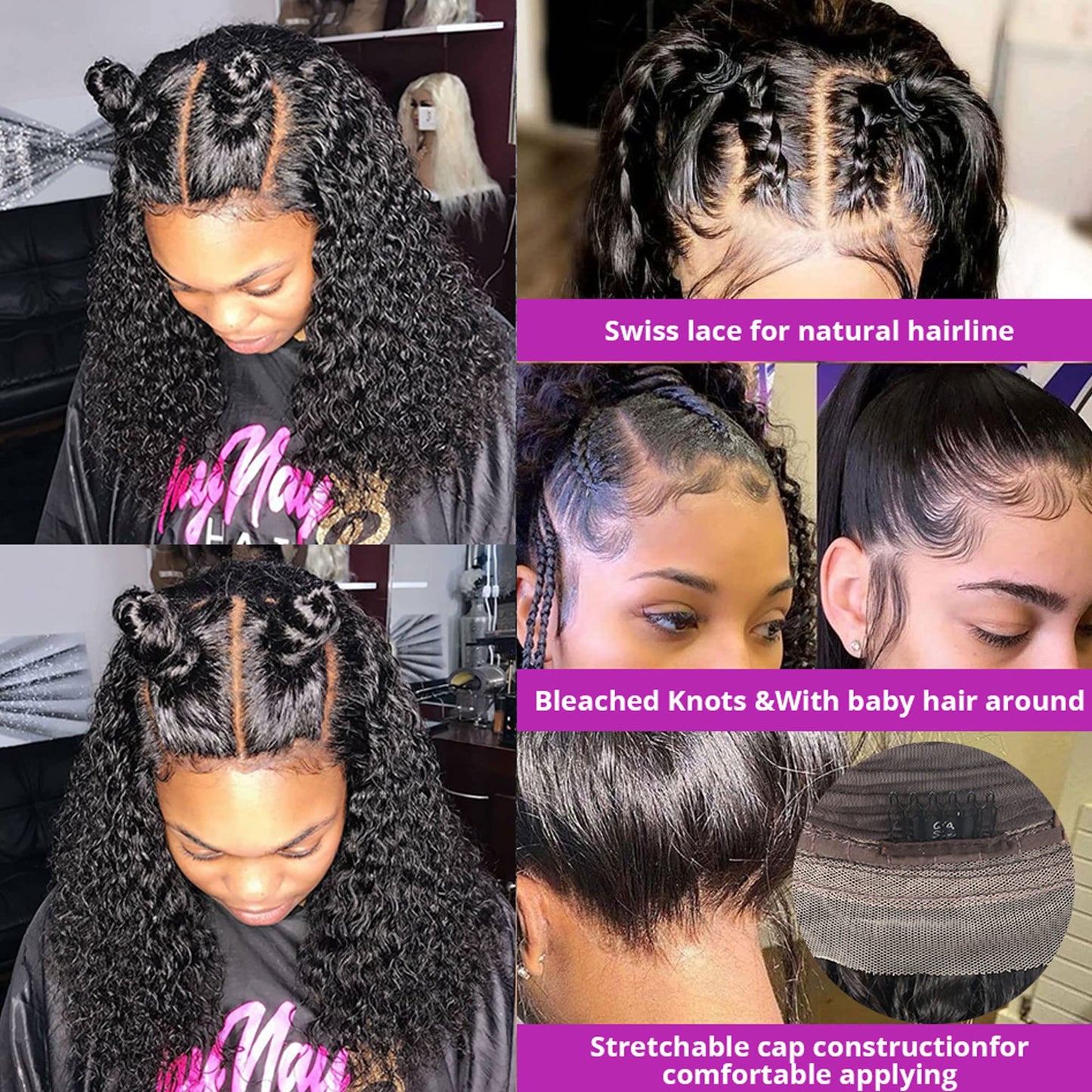 Venice Hair 13x6 Lace Front Human Hair Wigs for Black Women Virgin Curly Human Hair Wigs Short Lace Frontal Wig Pre Plucked with Baby Hair (14 inch, 150% density)