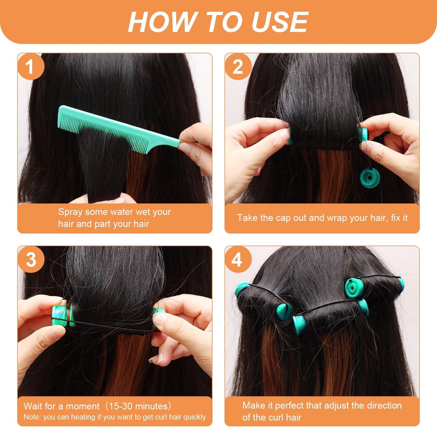 50 Pcs 1 Inch Perm Rod Set, Zhaoyao Perm Rods for Nature Hair, Cold Wave Rods for Short Hair, Hair Curling Rollers Heatless Perming Rods Hair Curlers Rollers with Pintail Comb