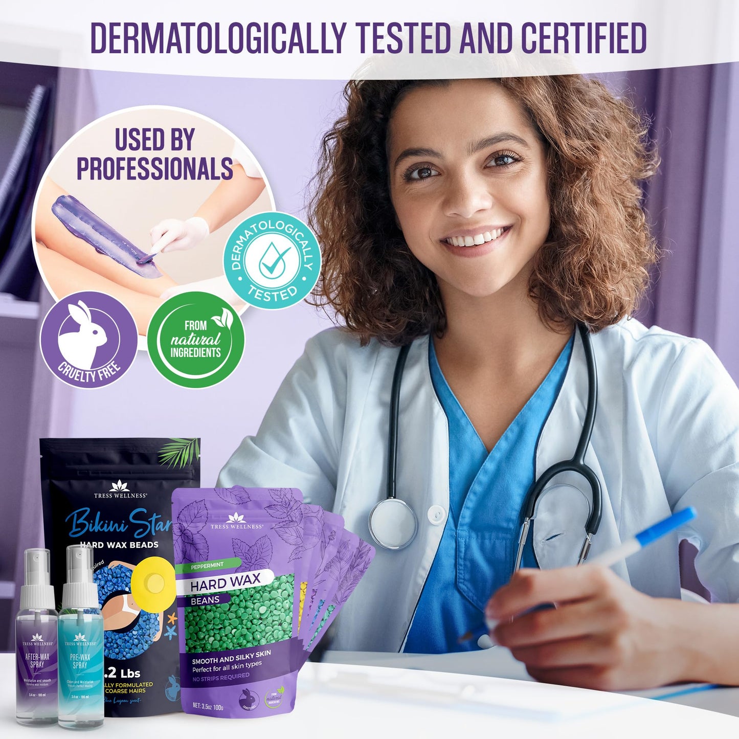 Tress Wellness Wax Warmer Kit with Silicone Wax Melting Bowl and Bikini Wax