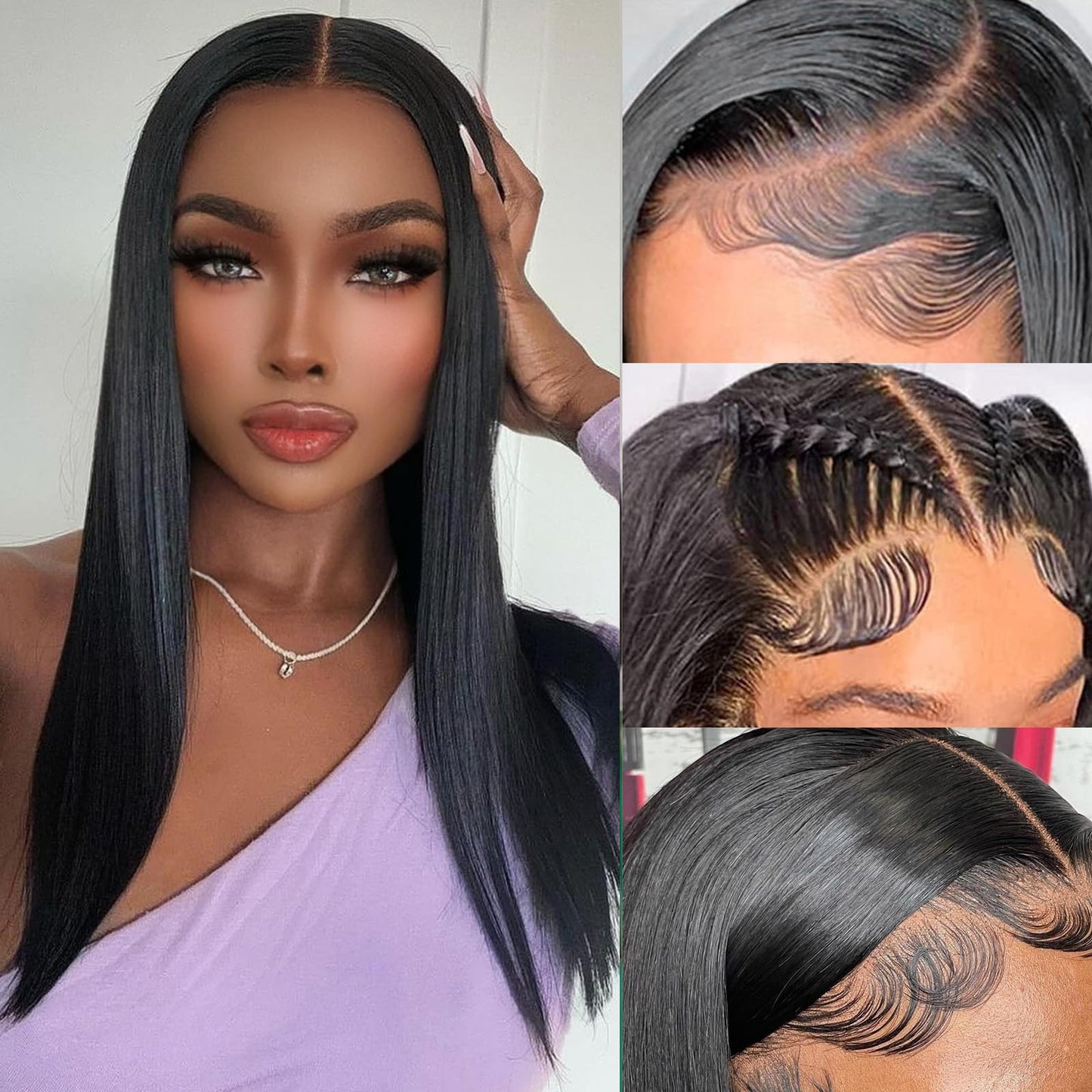Oriole HD Lace Front Wigs Human Hair 13x4 Glueless Wigs Human Hair Pre Plucked with Baby Hair 16 inch Bob Wig Human Hair 180% Density Straight Human Hair Short Bob Wig for Black Women