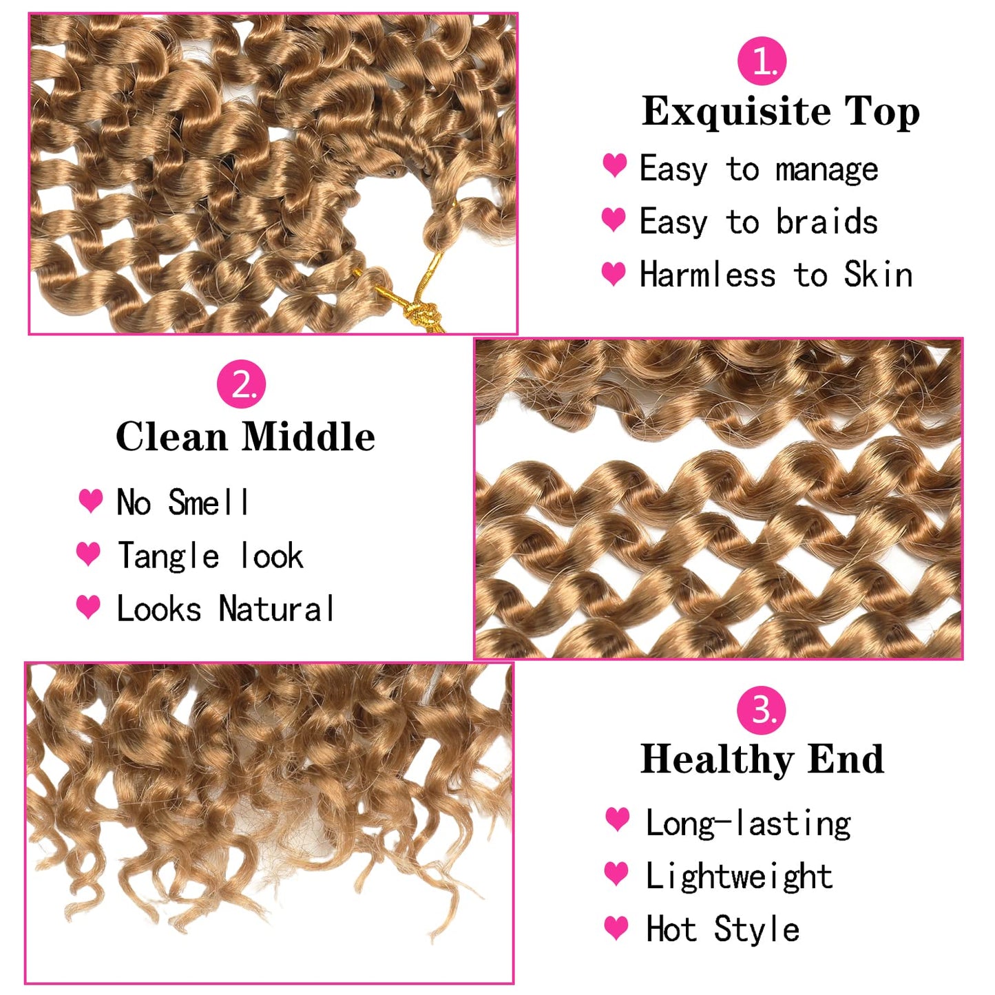 Ubeleco 18 Inch Passion Twist Hair, Blonde Water Wave Crochet Hair for Women Passion Twist Crochet Hair 22 Strands/Pack Long Bohemian Synthetic Curly Passion Twists Braiding Hair Extensions(7pcs,#27)