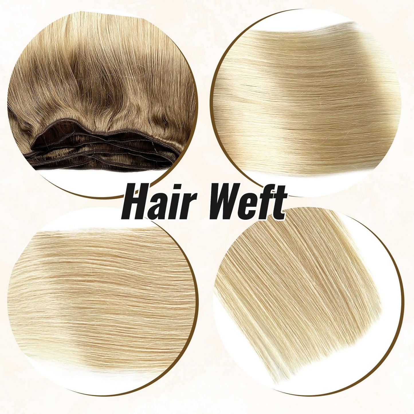 Benafee Ombre Sew in Weft Hair Extensions Human Hair, 24 Inch 120G Bundles Ash Brown to White Blonde Real Hand Tied Wefts Full Head