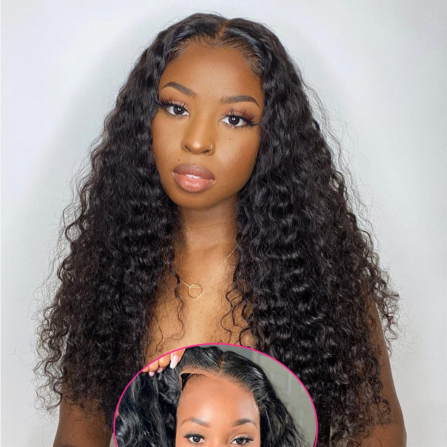 BeautyGrace 22Inch Glueless Wigs Human Hair Pre Cut Lace 4x4 Lace Closure Wigs Human Hair for Beginners Brazilian Virgin Deep Wave Lace Front Wigs Human Hair Natural Color(22Inch)