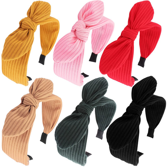 TOBATOBA Knotted Bow Headbands - Diademas Para Mujer De Moda, Vintage Bunny Ears, Wide Top Knot Hair Bands for Women and Girls, No Slip Fashion
