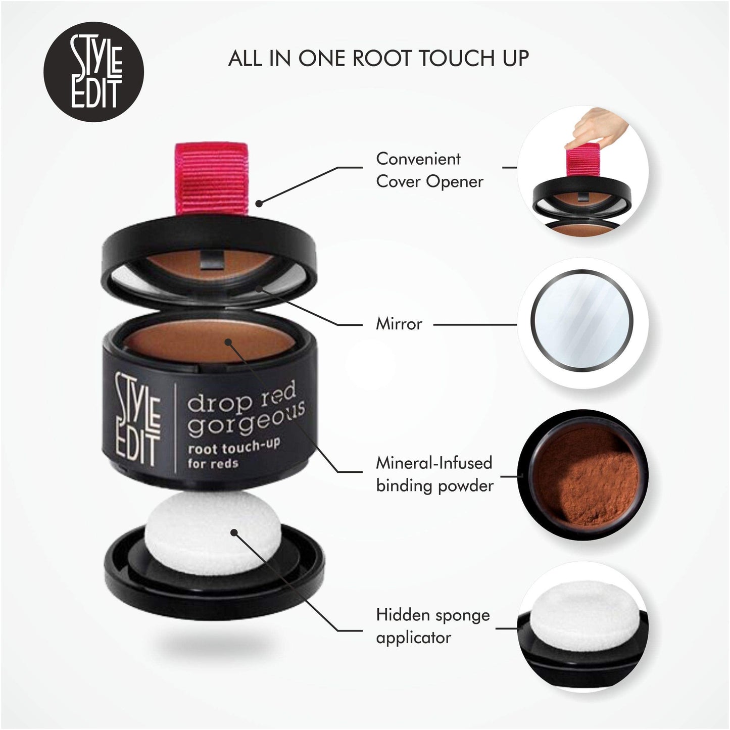 Style Edit Root Concealer Spray and Root Touch Up powder, to Cover Up Roots and Grays, Medium Red Hair Color