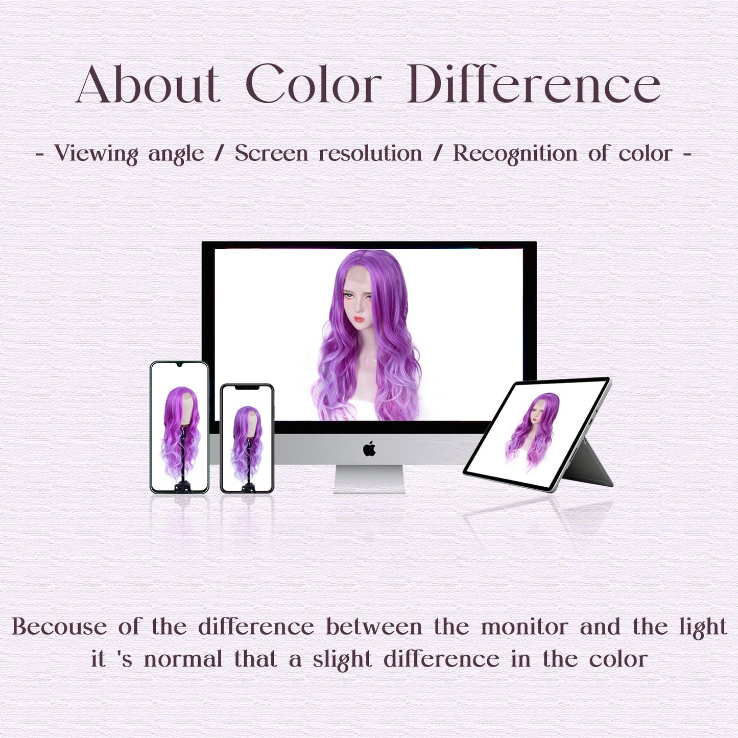 Aida ble Long Purple Wavy Wig for Women 26inch Lavender Purple Wavy Wig Natural Curly Synthetic Heat Resistant Wigs for Girls Halloween Cosplay Daily Party Use